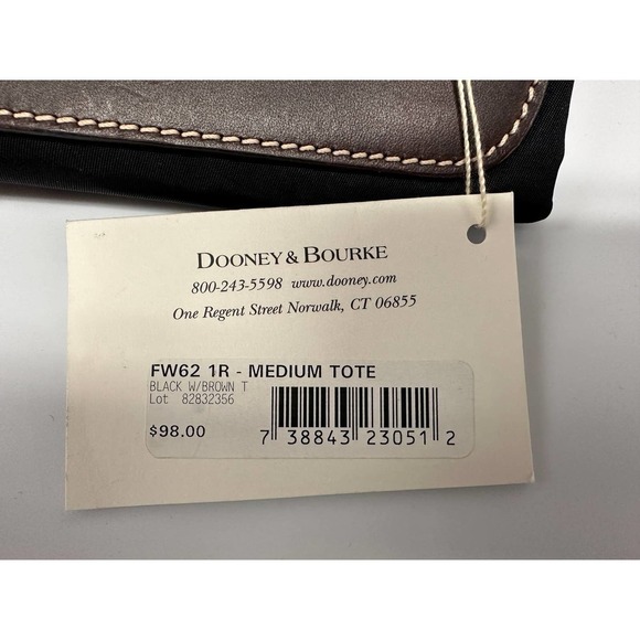 VTG DOONEY & BOURKE black w/ brown Leather Medium Travel Tote NWT - Picture 5 of 6